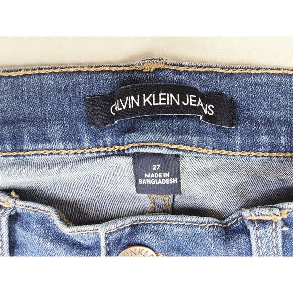 Calvin Klein Size 27X27 Womens Mid Rise Skinny Blue Denim Repreve 5 Pocket Jeans - Picture 9 of 14